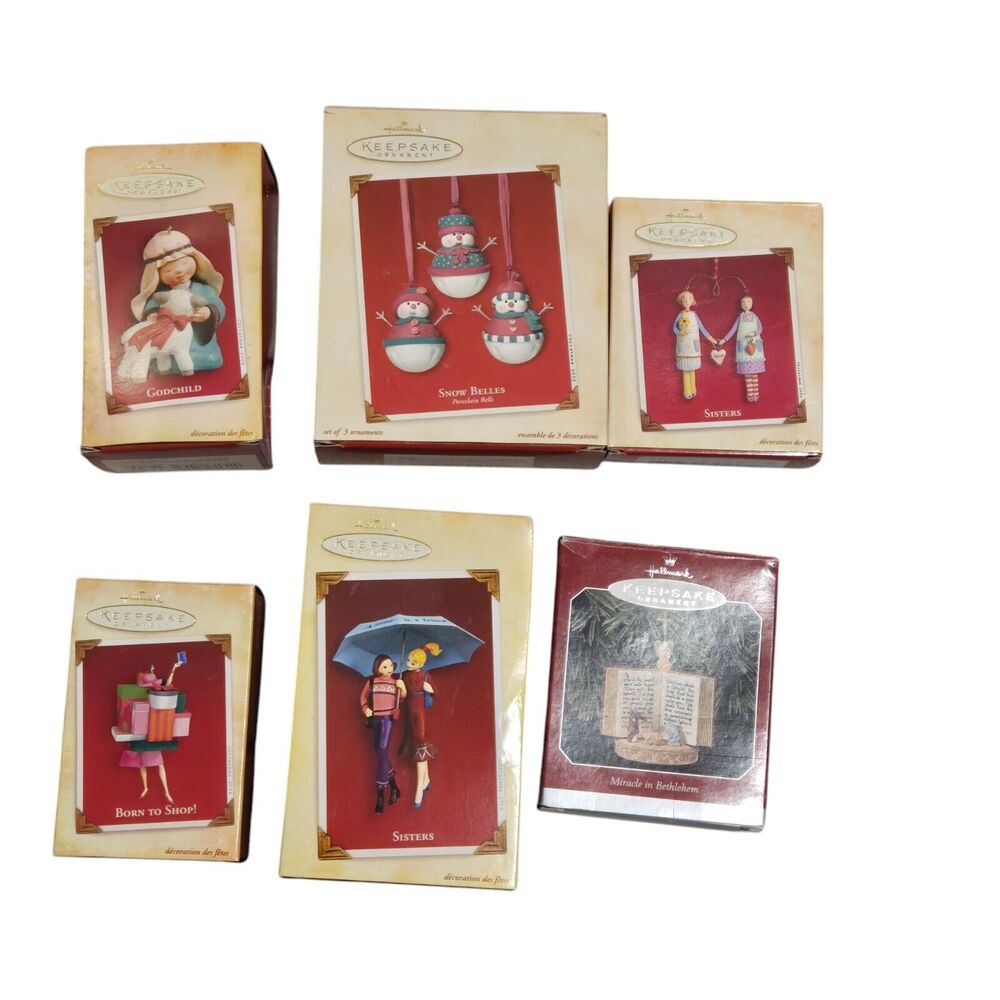 Lot of 6 Hallmark Keepsake Collector's Godson‎ Sisters Born To Shop Manager